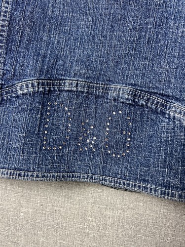 Vintage Dolce & Gabbana Denim Jean Jacket Rhinestones Logo D&G Women’s Size L - Picture 13 of 17