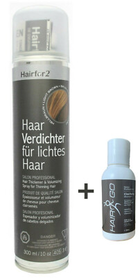 Hairfor2 Hellbraun 300ml + HAIR GO Shampoo entfernt Haarverdichter Sprühhaar
