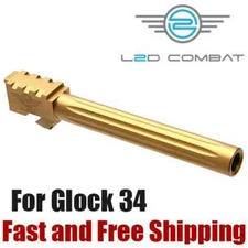 L2D Combat Drop In Fluted 9mm Barrel For Glock 34 - Titanium Nitride Gold TiN