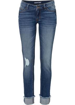 Neu Damen Skinny-Jeans mit Turn-Up mit Positive Denim Normal Gr. 34 Blau Washed