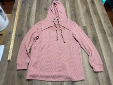 BIBI Hoodie, Women's Size XL Pink, Pullover, Long Sleeve, Front Cut Out