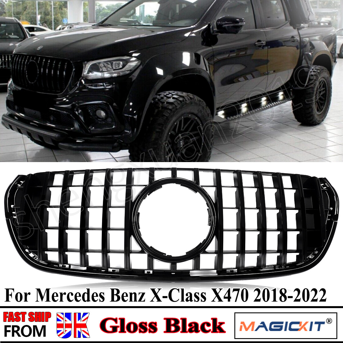 For Mercedes X Class BR470 Black Grill Panamericana GT Grille 2018+ X470 X250D