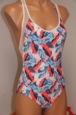 NWT Vince Camuto Swimsuit 1 one piece Sz 6 White Multi Racer Back