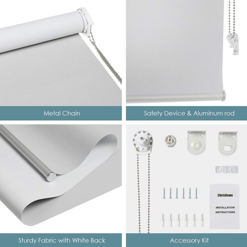 ChrisDowa 100% Blackout Roller Shade, Window Blind with Thermal Insulated, UV Pr - Picture 3 of 3