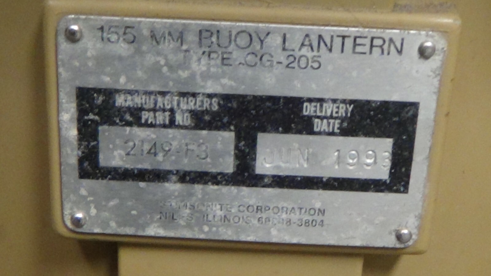 Nautical Marker Light, Coast Guard 205 Plastic Part#2149-F3