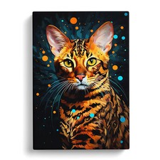 Bengal Cat Digital Art Canvas Wall Art Print Framed Picture Decor Living Room