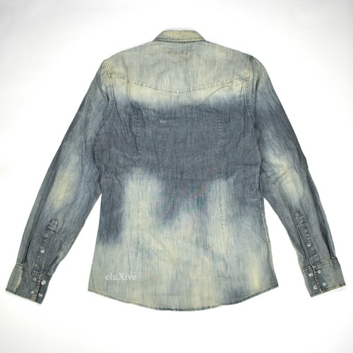 NUEVO CON ETIQUETAS $995 Dolce & Gabbana Pájaro Bordado Blanqueado Denim Camisa Para Hombres 15 AUTÉNTICA - Imagen 2 de 9