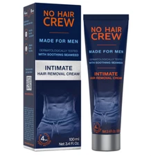 No Hair Crew Intimate/Private At Home Hair Removal Cream for Men - Painless F...