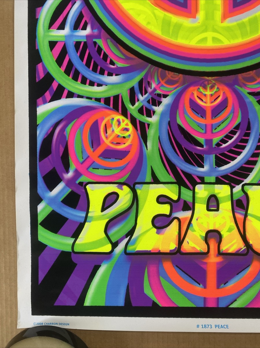 Peace Sign blacklight poster velvet flocked Psychedelic
