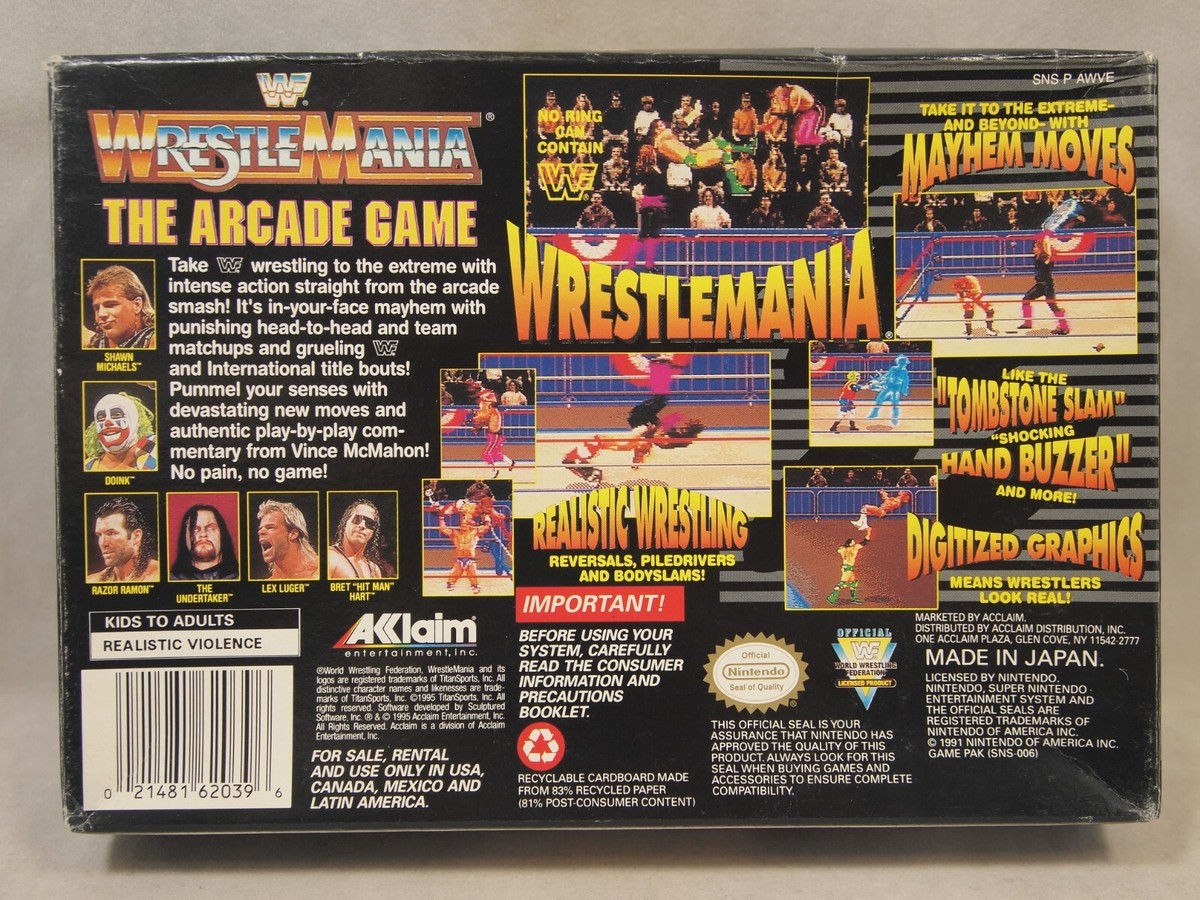WWF Wrestlemania The Arcade Game (Super Nintendo SNES) Authentic BOX ONLY