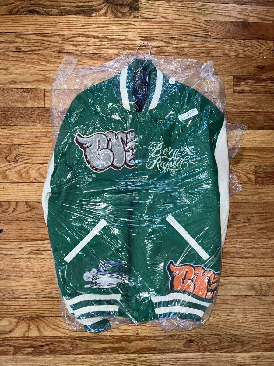 BORN X RAISED MR. CARTOON 2022 LIMITED EDITION GREEN VARSITY BORN X RAISED MR. CARTOON 2022 LIMITED EDITION GREEN VARSITY