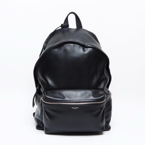 SAINT LAURENT City Bag Leather Backpack Men's Logo Receipt Included