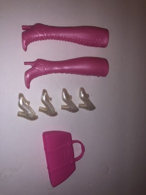 pink and white high heels