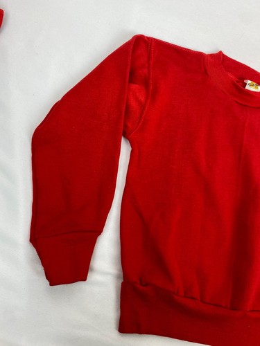 Vintage 70s Youth Sweatshirt Small Russell Athletic Red NWOT 70s Kids Crew Gold - Picture 3 of 10