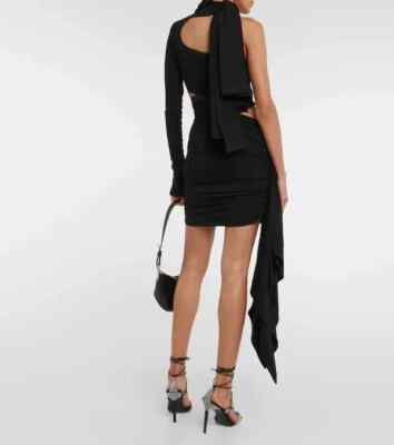 NEW MUGLER Asymmetric Cut-out Mini DRESS $2690 SIZE 38 DRAPED BLACK  NORDSTROM | eBay