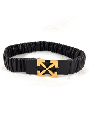 OFF-WHITE Black Leather Nappa Elastic Arrow Women Belt Made in Italy 65-XXS 1361890.jpg main image 4