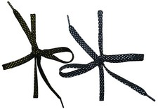 CHEX Laces Flat Shoe Sports 100 cm Pair Black Gold Silver Metallic Spotty Spots