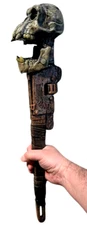 SKULL FACE MONKEY WRENCH Zombie Weapon Tool Killer Clown Halloween Prop 22” Fake