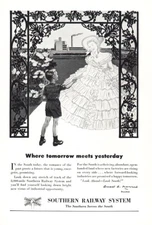 1949 Southern Railway: Tomorrow Meets Yesterday Vintage Print Ad