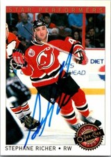 Stephane Richer autographed Hockey Card (Devils) 1993 O-Pee-Chee Premier #18