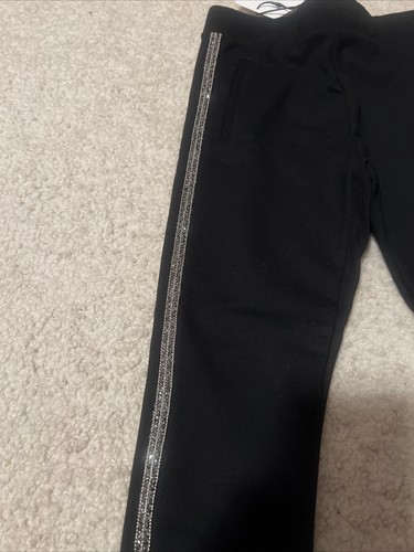 Zara Girls Black Pants New With Tag Size 8 W/ Rhinestone On Sides Free Shipping - Picture 2 of 6