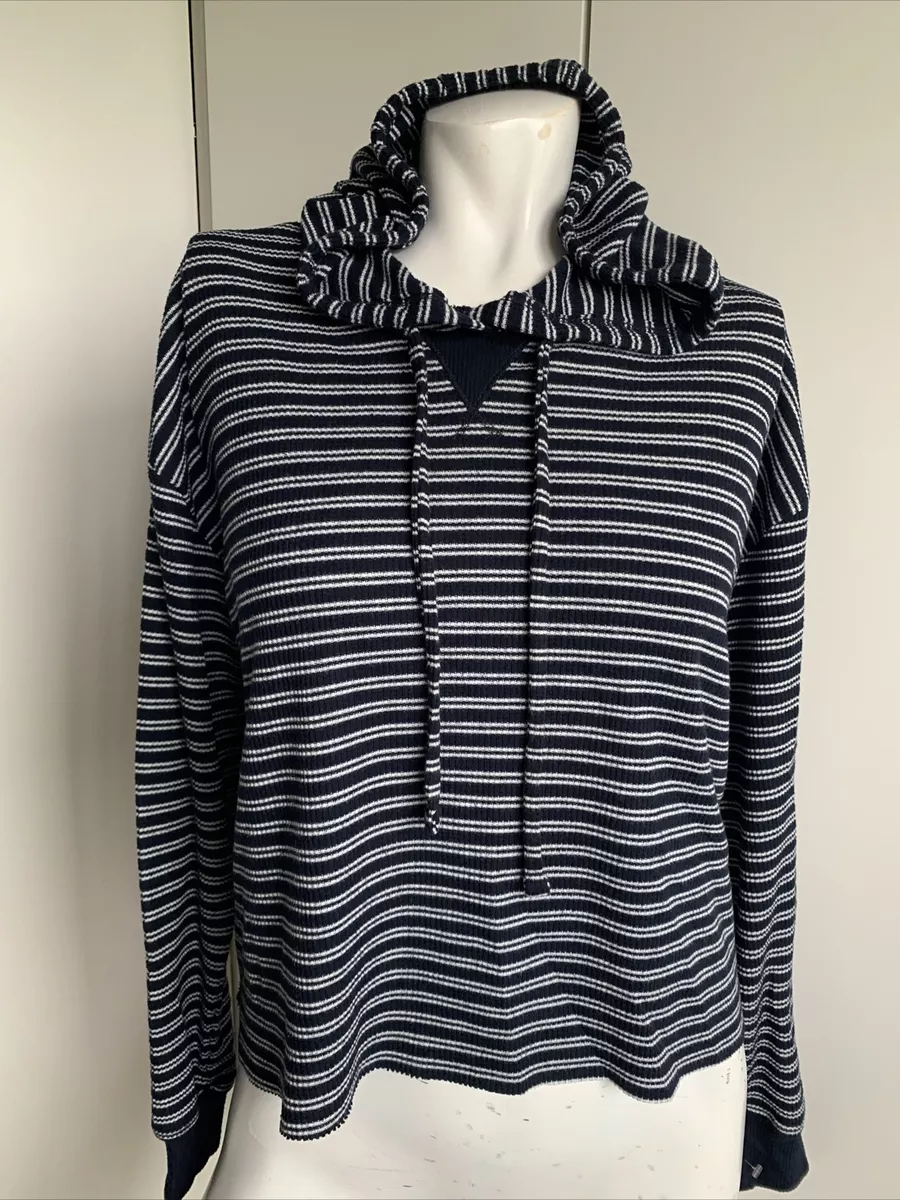 Womens Hollister Must Have Collection S blue thermal long sleeve crop Top hoodie