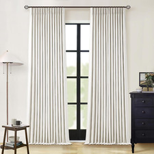 90 Inch Pinch Pleated Linen Blackout Curtains 2 Panels for Living Room Cream Nat