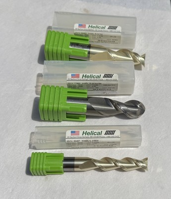 Qty (3) Helical, 2 flute  Carbide CR Endmills as shown