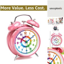 Loud Analog Alarm Clock for Kids Learning Telling Time Teaching, 4.5" Twin Be...