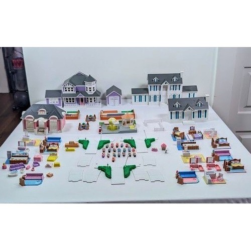 80 Lot My Pretty Dollhouse Miniature Mansion People Sidewalk Furniture Pool Etc