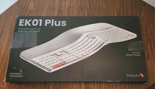 ProtoArc EK01 Plus Backlit Bluetooth Ergonomic Keyboard, White Silver
