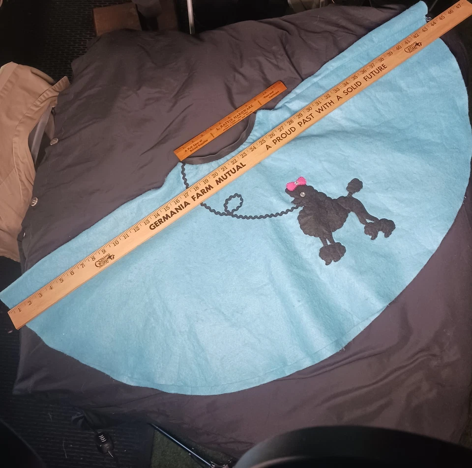 Falda caniche de fieltro verde azulado para niña talla GRANDE cintura 16"-28" estilo de colección años cincuenta años 50 Foto 4 de 4