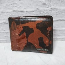 DIESEL Portafoglio Pieghevole Pelle Marrone con Portamonete Uomo Diesel Spedi...