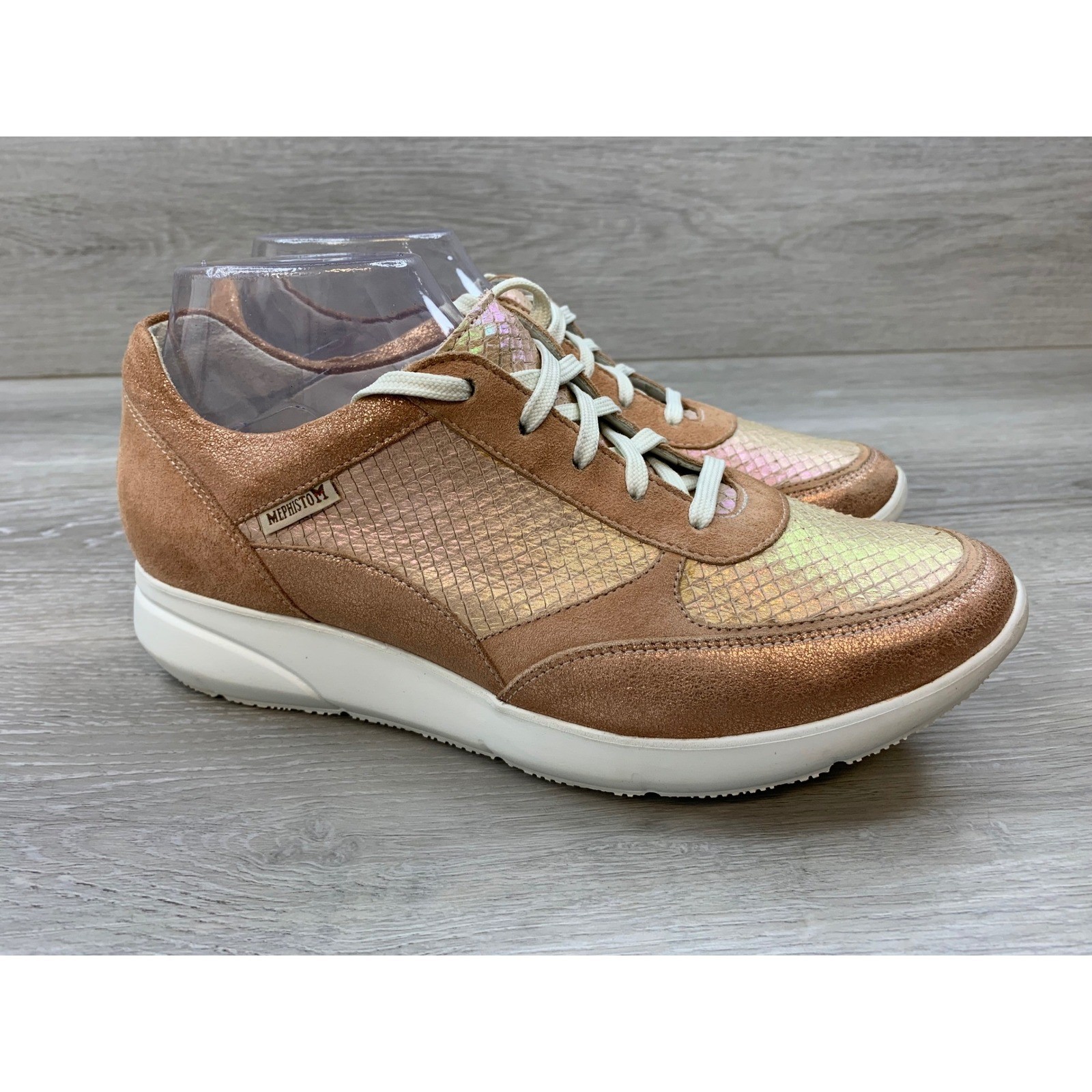 Rose Gold Iridescent Leather 9 Metallic Walking Shoes