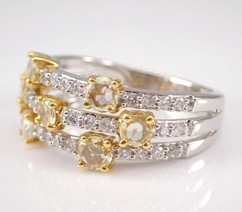 2Ct Round Cut Lab-Created Citrine Stackable Weddi… - image 5