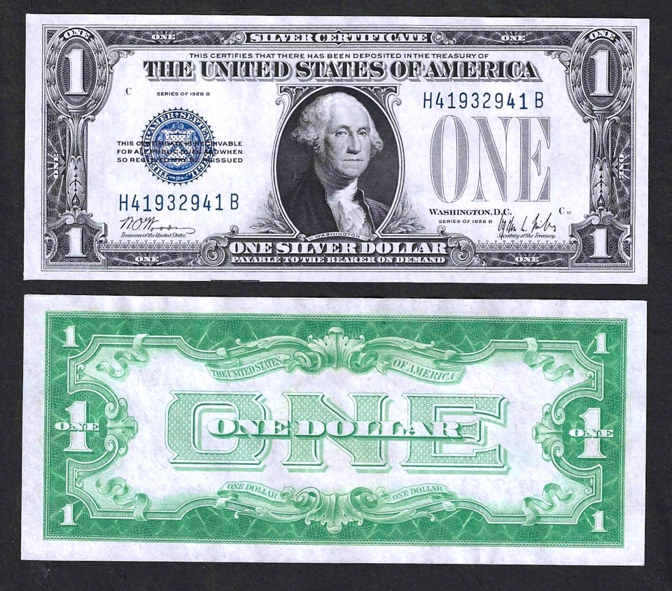 1928-B $1 SILVER CERTIFICATE ~ FUNNY BACK TYPE ~ GEM CRISP UNCIRCULATED NOTE - Image 2 of 2