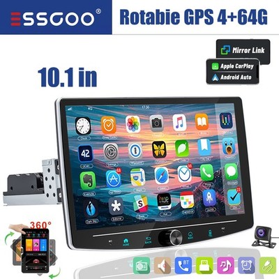 Rotatable 10.1'' Android 14 Touch Screen Car Stereo Radio GPS WMA BT 64G Camera
