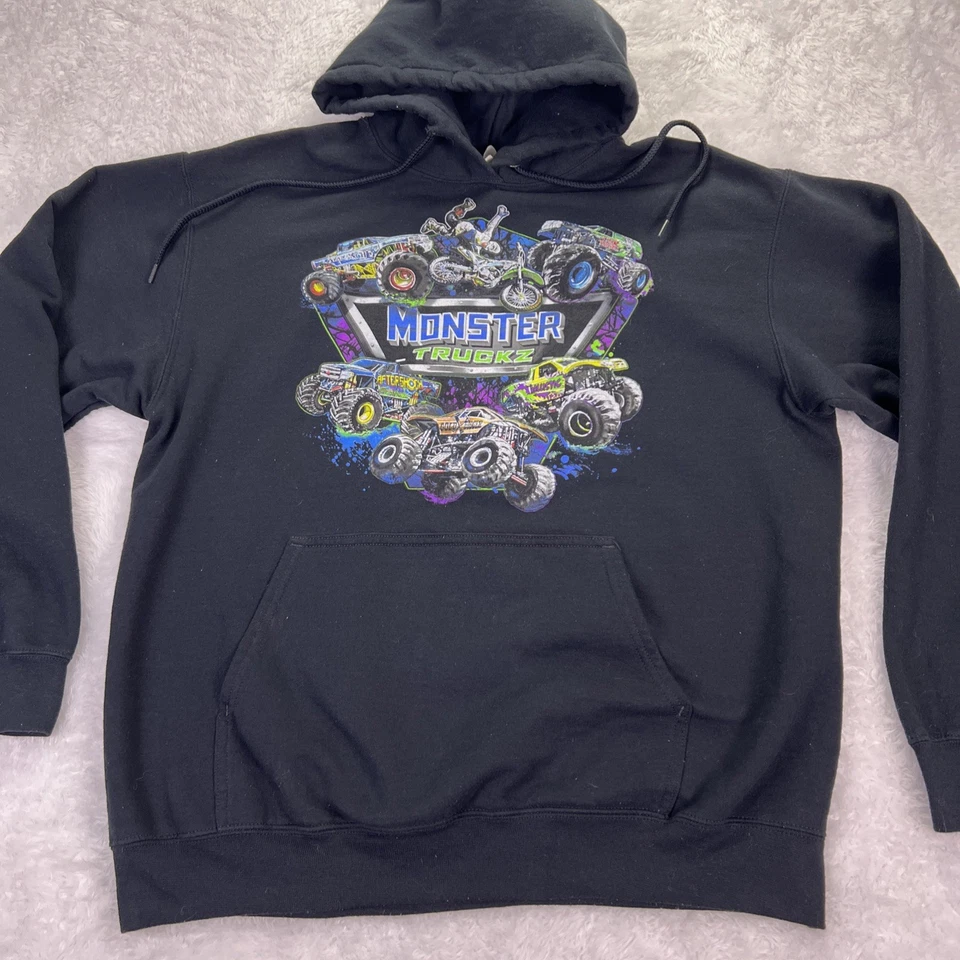 Monster Truckz Tour Large Black Hoodie Distressed Gold Digger Aftershock - Image 3 of 4