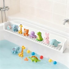 Bathtub Splash Guard with Strong Suction Cups, Bath Splash Guard for Tub Tray...