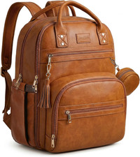 Diaper Bag Backpack Vegan Leather Waterproof Changing Pad Organizer with Laptop