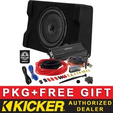KICKER 375W CVTDF102 10" CAR AUDIO SUB PACKAGE  CLASS D AMPLIFIER  8AWG KIT