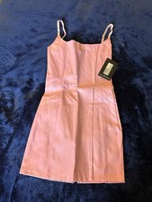 Pretty Little Thing Pink PU Bodycon Dress US 0 UK 4 BNWT Sold Out