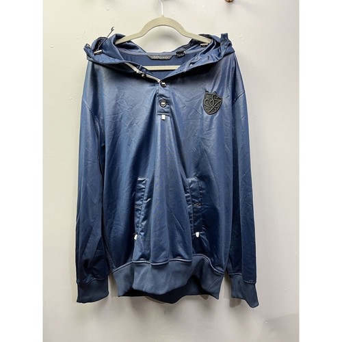Sean John Blue Hoodie Mens size XXL Pockets Embroidered Button Neckline Diddy