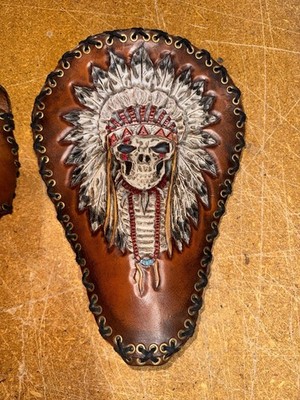 Customs Motorcycle Seat, Hand Carved, Hand Painted, For Bobber Or Spring Mount