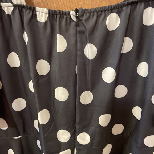 Dress Black W/White Poka Dots 34” Bust, 32” Waist Check Pics Measure Poly/Cotton - Picture 11 of 15