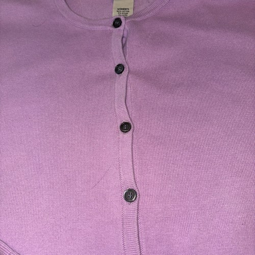 L.L. Bean Cardigan Sweater Women's Size Medium-Reg Pink Cotton Knit Button - Picture 6 of 15