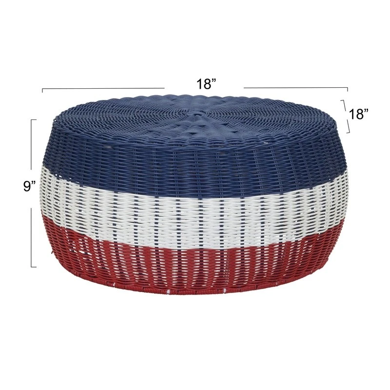 Patriotic Woven Ottoman Storage Table Indoor Outdoor Use Stylish Accent Piece - Image 3 of 4