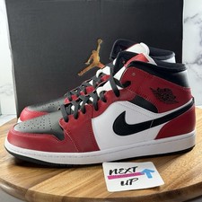 Mens Sizes-Nike Air Jordan 1 Mid Chicago Black Toe Gym Red White 554724-069