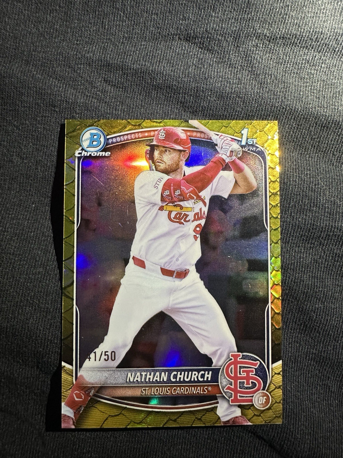 2025 Bowman Chrome Nathan Church 1st Bowman Gold Reptilian /50