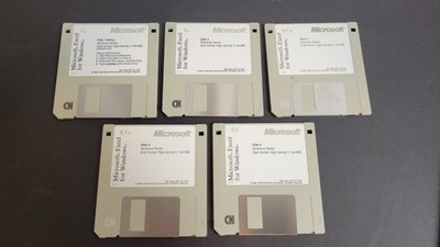 Microsoft Excel 4.0 for Windows 5-Disk Floppy Install Set - Version 4.0 Vintage